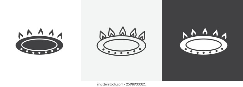Fire burner icons in Thin line black color. flat simple vector symbols illustration.