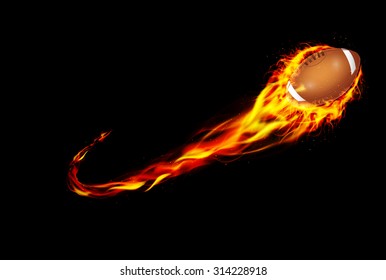 Fire burning American football with background black. vector