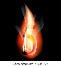 fire burning arabic number