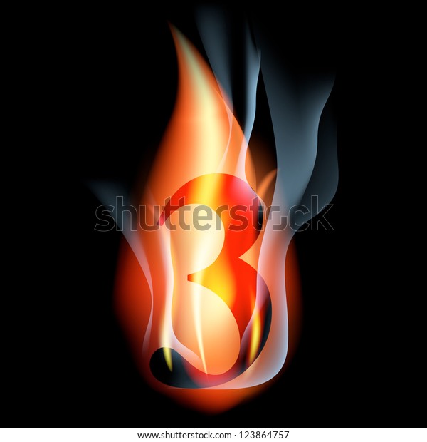 Fire Burning Arabic Number Stock Vector Royalty Free 123864757