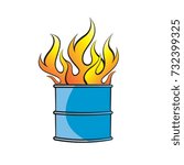 a fire burning in barrel in color-vector drawing