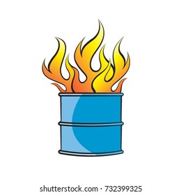 a fire burning in barrel in color-vector drawing
