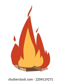 Das Feuer brennt. Feuer mit Feuerholz. Flache Vektorgrafik. EPS10