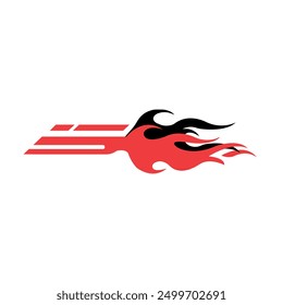 Fire Burning Flat Vector Sticker for  Sport Car Wraps on White Background. Racing Stripe Design. 