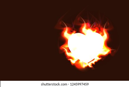 Fire is burning heart.Dark gray backdrop