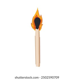 fire burning match cartoon. burnt burnout, employee burn, row worker fire burning match sign. isolated symbol vector illustration