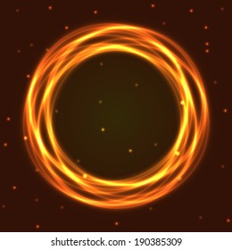 Fire burning, neon circle. Vector illustration, eps10.