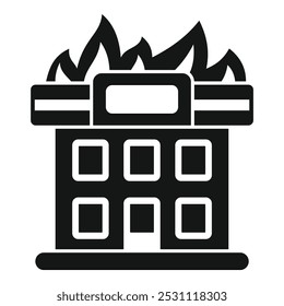 Fire burning office building icon illustration representing a dangerous situation