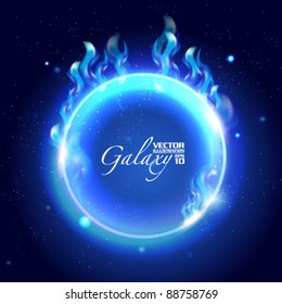 fire burning on shiny round frame