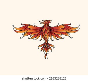 Fire burning Phoenix Bird, decorative phoenix bird vector illustration