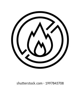 fire burning prohibition sign line icon vector. fire burning prohibition sign sign. isolated contour symbol black illustration