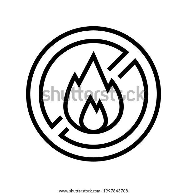 fire burning prohibition sign line icon\
vector. fire burning prohibition sign sign. isolated contour symbol\
black illustration