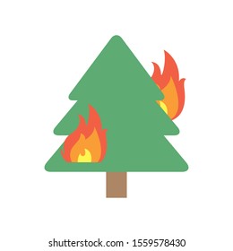 fire burning tree flat style icon vector illustration design