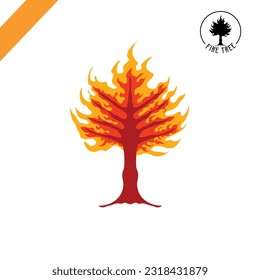 fire burning tree vector illustration