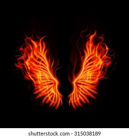 Fire burning wings. Vector