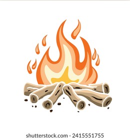 Feuer mit Wäldern auf weißem Hintergrund