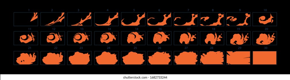 Fire  burst animation. Fire explosion effect for animation, sprite sheet for game, cartoon or animation burst explosion.-vector
