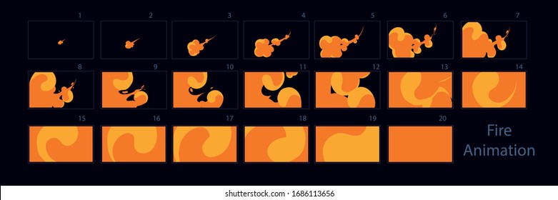 Fire burst explosion animation for games, carton or video. Fire explode effect sprite sheet. Fire burst explosion.-vector