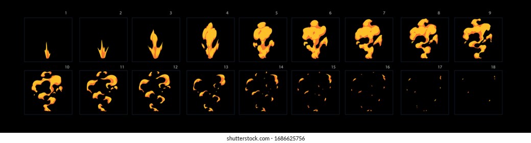 Fire burst explosion . Fire explode effect for animation, sprite sheet for game, cartoon or animation burst explosion.-vector