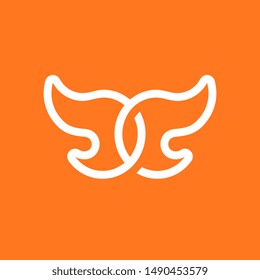 Fire butterfly abstract logo, mono line butterfly symbol - Vector