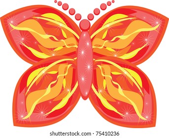 fire butterfly on isolated background. Illustration