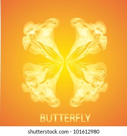 fire butterfly on orange background