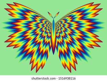 Fire butterfly. Optical illusion of movement.