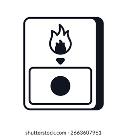 Fire Button glyph outline icon with white background vector stock illustration