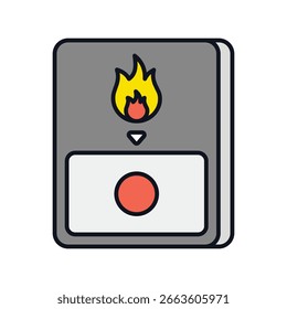 Icono de línea de color lineal de Botón de fuego con Vector de fondo blanco