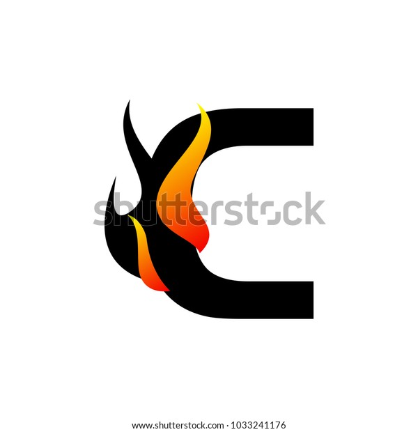 Fire C Letter Logo Flaming Letter Stock Vector Royalty Free