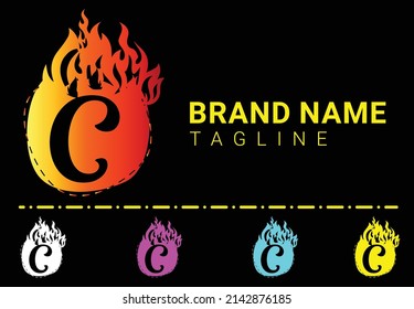 Fire C Letter Logo And Icon Design Template