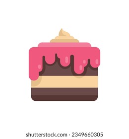 Fire cake icon flat vector. Party birthday. Food pastry isolated