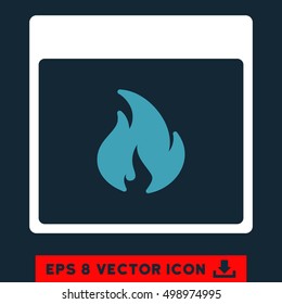 Fire Calendar Page icon. Vector EPS illustration style is flat iconic bicolor symbol, blue and white colors.