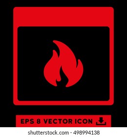 Fire Calendar Page icon. Vector EPS illustration style is flat iconic symbol, red color.