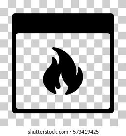 Fire Calendar Page icon. Vector illustration style is flat iconic symbol, black color, transparent background. Designed for web and software interfaces.