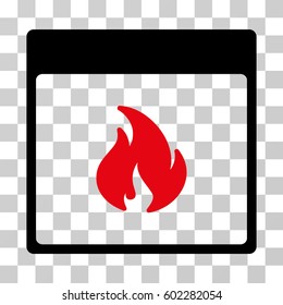 Fire Calendar Page icon. Vector illustration style is flat iconic bicolor symbol, intensive red and black colors, transparent background. Designed for web and software interfaces.