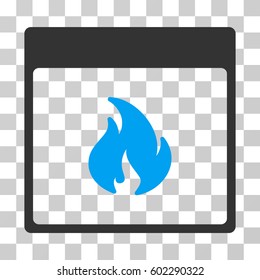 Fire Calendar Page icon. Vector illustration style is flat iconic bicolor symbol, blue and gray colors, transparent background. Designed for web and software interfaces.