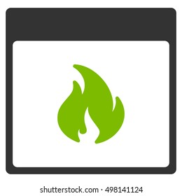 Fire Calendar Page vector icon. Style is flat graphic bicolor symbol, eco green and gray colors, white background.