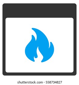 Fire Calendar Page vector toolbar icon. Style is bicolor flat icon symbol, blue and gray colors, white background.