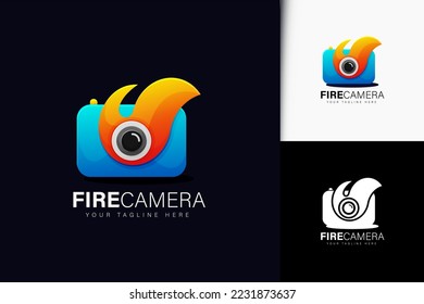 Fire camera logo design with gradient
