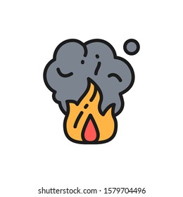 Fire, camp fire flat color line icon. Isolated on white background