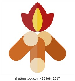 FIre camp icon in color fill. Flat Style. Isolated on white background