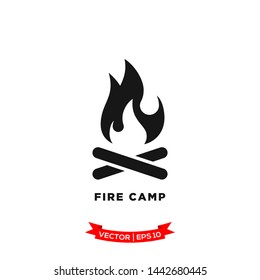 fire camp icon in trendy flat style