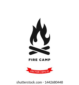 fire camp icon in trendy flat style