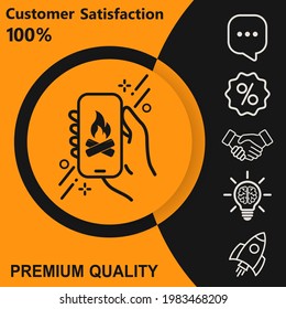Fire or campfire icon. With yellow and black background option 
