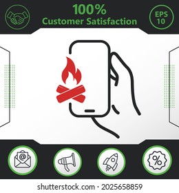 Fire or campfire in phone vector icon graphic elements for your work - Modern design