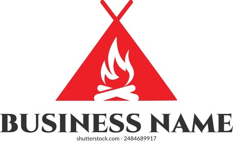 fire camping holidays minimal logo vector
