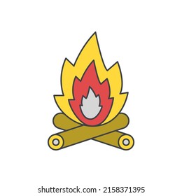 Fire camping icon in color icon, isolated on white background 