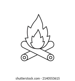 Feuerwehrcampingsymbol im Stylesikon einzeln auf weißem Hintergrund
