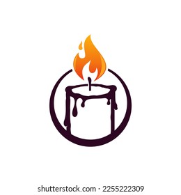 Fire candle logo design. Vector illustration of Fire and candle. modern logo design vector icon template